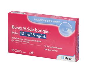 BORAX/ACIDE BORIQUE VIATRIS 12/18MG/ML UNIDOSE 5ML Gouttes Ophtalmiques 50 ml