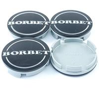 BORBET 4 x Original Moyeu Couvercle Moyeu Capuchon Noir brillant argent centre Cap 55 mm nouveau.