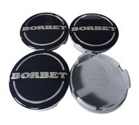Borbet 5348 Lot de 4 cache-moyeux d'origine Noir brillant argenté 56 mm 55 mm