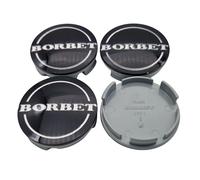 Borbet 74404 Lot de 4 Enjoliveurs Cache-moyeux 55 mm/56 mm Noir brillant argenté