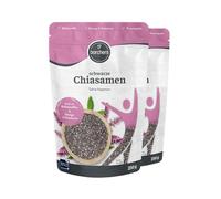 BORCHERS Graines de chia noires, 2 x 250 g, haute capacité de gonflement, riche en fibres, source de protéines, acides gras oméga-3, pauvres en sucre, végétaliens, idéales pour la préparation de