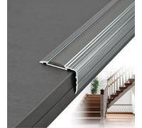 Bord D'escalier Aluminium, Garniture de Bord, Protection Étanche | Marches D'escalier Antidérapantes avec Bande PVC Amovible, Installation Facile, Escaliers Métal Bois Marbre Carrelage(Gray)