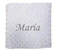 Borda y más Couverture bébé personnalisée avec nom brodé. Dimensions: 80 x 110 cm. Toucher Velours - Gris - Cadeaux pour bébés Nouveaux-né
