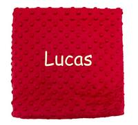 Borda y más Couverture bébé personnalisée avec nom brodé. Dimensions: 80 x 110 cm. Toucher Velours - Rouge - Cadeaux pour bébés Nouveaux-né