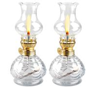 BORDEAG 2 Pièces Lampe À Huile Interieur, Lampes À Huile, Lampe À Kérosène En Verre, Lampe À Pétrole Vintage Lampes À Huile Coupe-Vent Pour Salon, Salle À Manger, Utilisation D'urgence