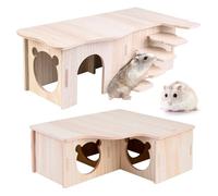 BORDEAG 2 Pièces Maison Cochon d'Inde Bois, Maison en Bois pour Hamster, Cabane Cochon d'Inde, Maison pour Cochon d'Inde, Maison Rongeur Maison de Hamster pour Gerbilles, Cochons d'Inde