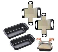 BORDEAG 2 Pièces Moule a Cake, 25.7 × 13 × 5.8 cm Moule à Pain, Moules à Pain Antiadhésif, Moule à Pain de Mie Rectangulaire avec 2 Tapis de Cuisson pour Cuisson de Toasts Pain Desserts Rectangulaire