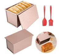 BORDEAG 2 Pièces Moule À Pain Avec Couvercle, Moules À Pain Avec Couvercle, Moule À Toast Anti-Adhésif En Acier Au Carbone Moulen À Pain Poêle À Pain Boîte À Toast Pour Pains Gâteaux Pâtisseries