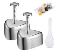 Bordeag 2 Pièces Onigiri Moule À Sushi, Moule À Boule De Riz, Moule Onigiri Triangle En Acier Inoxydable Moules À Sushi Moule À Sushis Boule De Riz Moule Avce Cuillère À Riz Pour Onigiri DIY