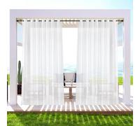 BORDEAG 2 Pièces Rideaux D'extérieur Imperméables, Rideaux D'extérieur Transparents, 132x241cm Rideau Extérieur Voilage Rideau Imperméable Étanche pour Balcon, Terrasse, Jardin, Pergola Pavillon