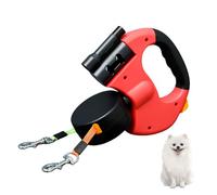 BORDEAG 3 m Longue Laisse Double Rétractable pour Chien, Rouge, 360º sans Enchevetrement, pour Moyens et Grands Chiens