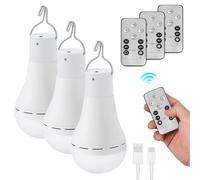 BORDEAG 3 Pièces Ampoule Rechargeable Usb, 12w Ampoule Telecommande Sans Fil, Ampoule Avec Telecommande Ampoules Batterie Camping Ampoule De Adaptée Aux Pannes De Courant À La Maison Ou À L'extérieur