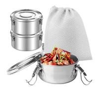 BORDEAG 3 Pièces Boîte à Déjeuner en Acier Inoxydable, Boîte à Lunch en Acier Inoxydable, Lunch Box 360ml, Boîte à Repas pour Adultes, Boite Inox Boîtes Bento pour Collations Fruits Céréales Épices