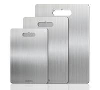 BORDEAG 3 Pièces Planche À Découper En Acier Inoxydable 304, Planche À Découper En Métal Épais, Planche À Découper En Titane, Pour La Maison, La Cuisine En Plein Air