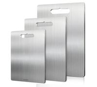 BORDEAG 3 Pièces Planche À Découper En Acier Inoxydable 304, Planche À Découper En Titane, Planche À Découper En Métal Épais, Pour La Maison, La Cuisine En Plein Air