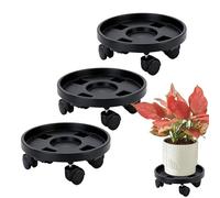 BORDEAG 3 Pièces Porte Plante a roulettes, 29.5 x 29.5 x 5 cm Soucoupe Pot Fleur, Soucoupe Pot Fleur, Supports de Pots de Fleurs à roulettes pour Intérieur et Extérieur Capacité de Charge 50 Kg Noir
