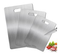 Bordeag 3pcs Planche À Découper En Acier Inoxydable, Planche À Découper En Titane, Planche À Découper En Métal Épais Planche À Découper Double Face Pour Cuisine, Fruits, Légumes, Viande