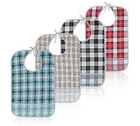 BORDEAG 4 Pièces Bavoir Adulte, Bavoir pour Adulte Imperméable, Bavoir pour Adultes avec Attrape-Miettes Protection de Vêtements pour Femme Homme Personnes Âgées et Handicapées