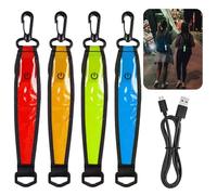 BORDEAG 4 Pièces Cartables À LED Clignotantes, Pendentif Réflecteur De Sécurité, Bandes Lumineuses Clignotantes, avec Lumière Clignotante Et Sangle Réfléchissante pour Randonnée Jogging Course À Pied