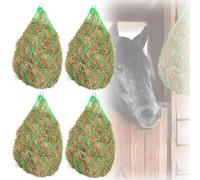 BORDEAG 4 Pièces Filet À Foin, Filet A Foin Pour Chevaux, Filet A D'alimentation, 36 Cm De Long Trou De 5 Cm De Long Sac A Foin Avec Mailles Filet A Foin Extra Large Pour Poneys,Chèvres, Animaux(Vert)