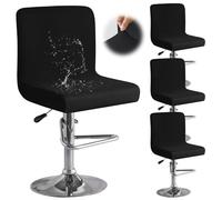 BORDEAG 4 Pièces Housse Tabouret De Bar, Housse De Tabouret, Housse De Chaise Extensible, Housse De Chaise De Bar pour Chaise Salle À Manger Haute-Black