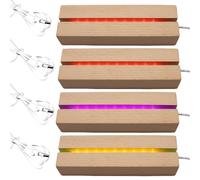 Bordeag 4 Pièces Socle Lumineux LED Bois, Base Éclairée en Bois pour Acrylique, Cristal, Verre (15cm, Colorés)