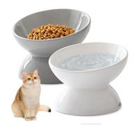 BORDEAG 400g Gamelle Chat, 2 Pièces Inclinable à 15 Degrés Gamelle Chat Surélevée, Gamelle Chat Ceramique, Gamelle pour Chat, Bol Chat évite Les Blessures, Idéale pour Chats, Chiots et Petits Chiens