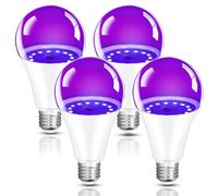 BORDEAG 4pcs Ampoule UV LED 9W Lumière Noire Lampe E27 LED Ultraviolet 385-400nm Violette Pour Halloween Noël Fluorescent Et Peinture Corporelle