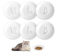 BORDEAG 6 Pièces Gamelle Chat, 15 x 2,7 cm Gamelle Chat Ceramique, Gamelle Plat Chat, Gamelle Ceramique, Gamelle Plate en Céramique Gamelles Plates pour Chat en Céramique pour Croquette Eau Pâtée