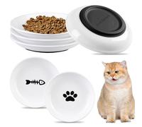 BORDEAG 6pcs Gamelles pour Chat en Céramique, Gamelle Chat Ceramique, Gamelles en Céramique pour Chat avec Base Silicone Antidérapante Porcelaine Assiette Chat Bols De Rechange Plat Nourriture Chat