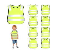 BORDEAG 8 Pièces Gilet Jaune Enfant, Gilet Securite Enfant, Gilet Fluo Enfant Gilet Haute Visibilité pour Velo Plein Air Course à Pied 3-12 Ans Enfants