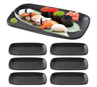 BORDEAG Assiettes Plates, Lot de 6 Plateau de Service Empilable, Assiettes À Dessert, Assiette Rectangulaire pour Fêtes, Évènements, Bars, Restaurants et Maison, 15,5 x 9,1x 1,8cm