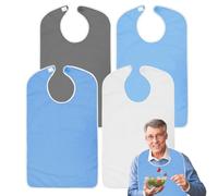 BORDEAG Bavoir Adulte 4 Pièces, Bavoir pour Adulte Lavable, Bavoir pour Adultes Protection de Vêtements pour Femme Homme Personnes Âgées et Handicapées