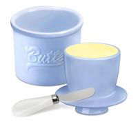 BORDEAG Beurrier en porcelaine - Beurrier français - Avec couvercle - Refroidi à l'eau - Avec couteau pour beurre mou - Pour beurre frais et tartinable