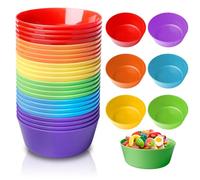 BORDEAG Bol En Plastique,Lot De 24 6 Couleurs 370 Ml Bol Plastique Reutilisable,Saladier Plastique Réutilisables,Bol Cereales Petit Dejeuner Pour Maison,Jardin,Pique-Nique,Soupe,Céréales,Salade