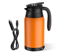 BORDEAG Bouilloire 12V Bouilloire Voiture, 1000 ML Bouilloire Allume Cigare Bouilloire de Voyage Portable en Acier Inoxydable Anti-Fuites avec Affichage de Température