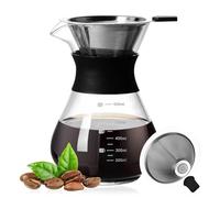 BORDEAG Cafetière pour Over - 600 ml - Avec filtre en acier inoxydable - Pour la maison et le camping