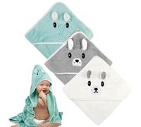 BORDEAG Cape de Bain Bébé: 3 Pièces Sortie de Bain Bébé, Serviette de Bain 80 x 80 cm, Serviette Naissance Coton, Poncho de Bain Bebe Doux Absorption Forte, Fille Garcon