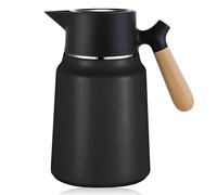 Bordeag Carafe À Café Isotherme 1.5L Carafe Thermique En Acier Inoxydable Thermos Carafe Isotherme Verseuse Isotherme À Double Paroi Bouteille Isotherme Avec Poignée En Bois Pour Café, Lait, Thé
