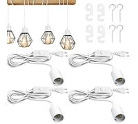 BORDEAG Cordon De Lampe De Sel,4 Pièces E27 Support Lampe Douille Avec Boucle En Huit Et Crochet En Fer,Cordon De Lampe Douille,Lsolation Câble Douille Pour Lampe De Sel Pour Lustres,Cuisine,5 m,250V