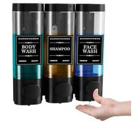 BORDEAG Distributeur De Savon 300ml 3 Chambres pour Douche, Mural à Fixation Murale pour Cuisine et Salle De Bain