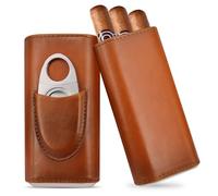 BORDEAG Étui à Cigare Boîte à Cigares en Cuir, Étui à CigaresEn Cuir avec CoupeCigares pour Cigares 3, Cave à Cigare Portable pour Voyage Court Cadeau pour Homme