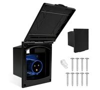 BORDEAG Fiche d'alimentation CEE, Prise CEE 16A, IP44, 220V-240V, Taille De Bride 144x115 mm, Prise De Courant Étanche, Prise Camping pour Camping-Cars, Caravanes, Remorques (Noir)