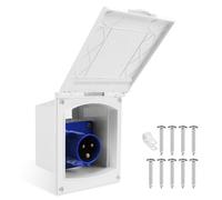 BORDEAG Fiche d'alimentation CEE, Prise CEE 16A, IP44, 220V-240V, Taille De Bride 144x115 mm, Prise De Courant Étanche, Prise Camping pour Camping-Cars, Caravanes, Remorques