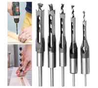 Bordeag Foret À Trou Carré en Acier Rapide Pour Le Travail Du Bois - 5 Pièces 6,4 mm/8 mm/9,5 mm/11 mm/12,7 mm