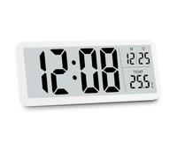 BORDEAG Horloge Digitale, Réveil Numérique, Horloge Murale Numérique Horloge De Table Horloge Radio-Pilotée Horloge Numérique avec Température Et Humidité, Date, pour Salon, Chambre, Bureau