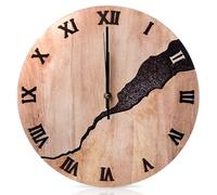 BORDEAG Horloge Murale en Bois, Horloge Murale en Chêne,Horloge Murale Moderne, 30 cm, sans Bruit de Tic, pour Salon, Cuisine, Chambre a Coucher, Bureau