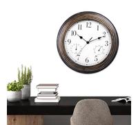 BORDEAG Horloge Murale Exterieure Etanche, Vintage Pendule Murale, avec Thermomètre Et Hygromètre, pour Extérieur, Jardin, Balcon, Salle De Bain, Cuisine, 12 Zoll