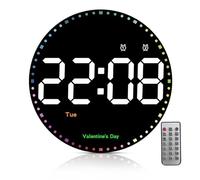 BORDEAG Horloge Murale Numérique De 25,4 Cm, Horloge Murale, Grande Horloge Murale Numérique, Horloge Murale Numérique À LED pour Salon, Bureau, Chambre À Coucher, Personnes Âgées Et Adultes