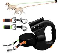 BORDEAG Laisse Double Rétractable pour Chien avec Lumière, Extensible pour Promener Deux Chiens Jusqu'À 50 LB